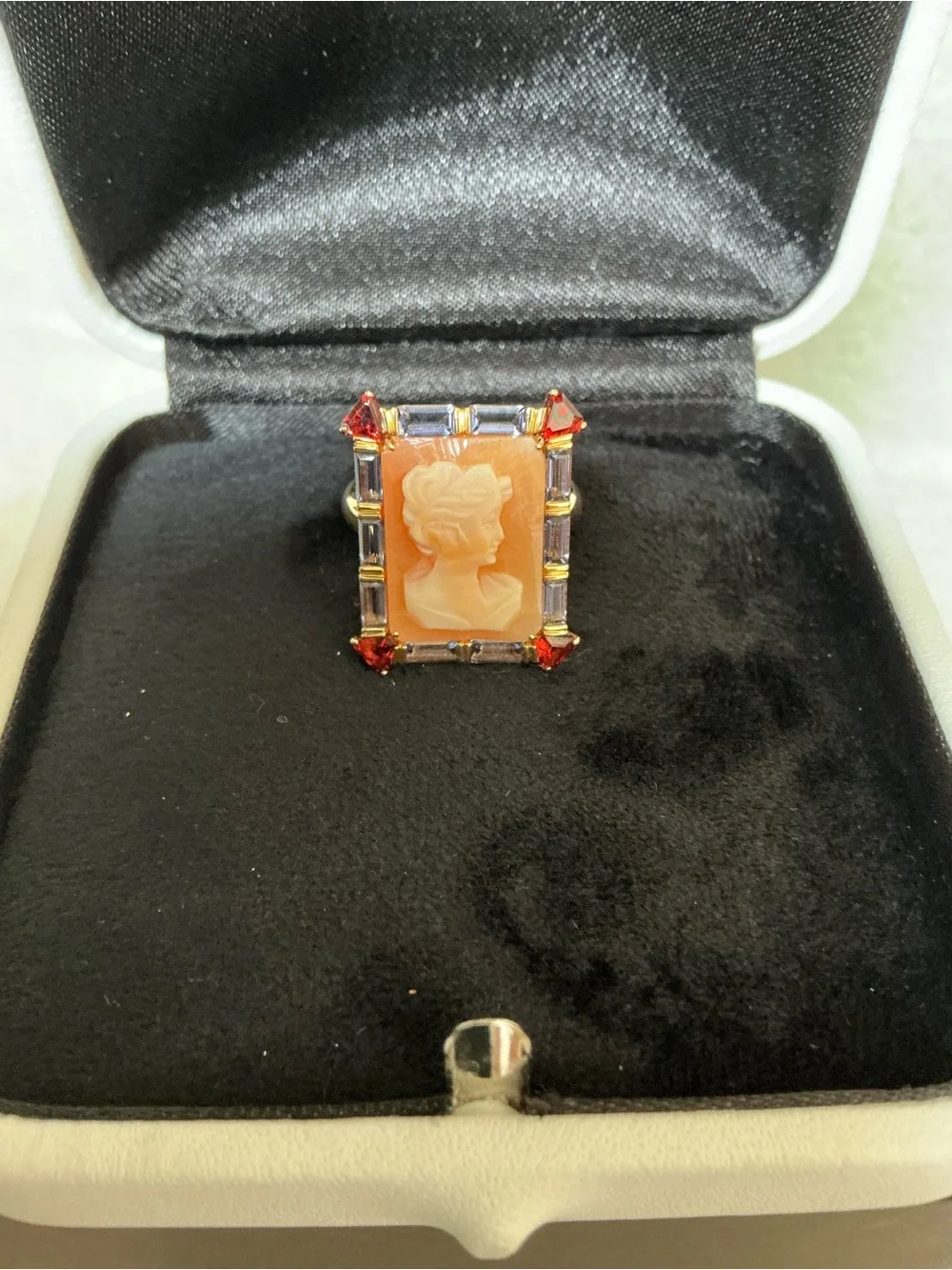STUNNING DESIGNER FRANCESCA VILLA VINTAGE 18K GOLD LOLITE AND RHODOLITE RING